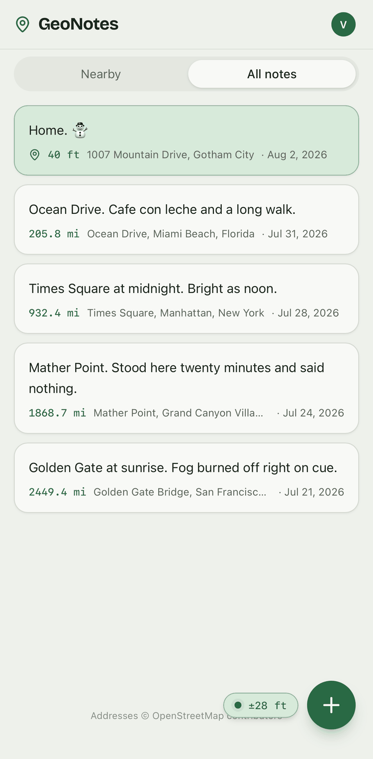 All notes tab in light theme